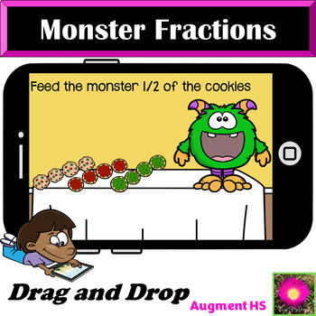 Preview of Fractions Feed the Monster Boom Cards™
