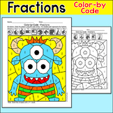 Monster Fractions Math Activity Coloring Page - halves, th