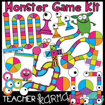 Preview of Monster Game Clipart Kit - DIY Game Boards
