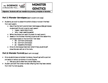 Monster Genetics Worksheet by The SCIENCE Is Gonna Get You TpT