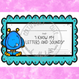 Monster I know my letters and sounds Certificate