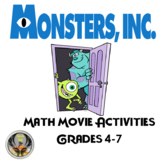 Monster Inc. Math Activities Grades 4-7