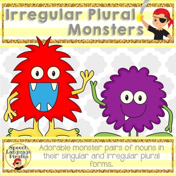 Preview of Irregular Plural Monster Theme Speech Language Therapy Activity Game
