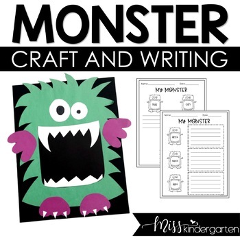 Preview of Kindergarten Halloween Craft Monster Craftivity Writing & Bulletin Board Idea