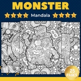 Printable Fall Monsters Mandala Coloring Pages -Fun Septem