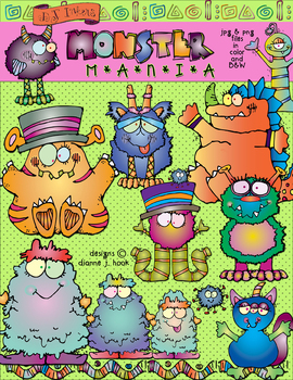 Preview of Monster Mania Clip Art for Kids by DJ Inkers