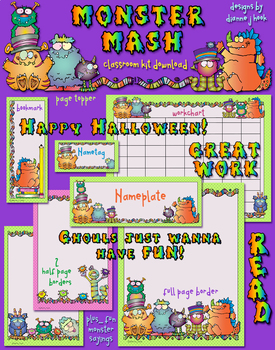 Preview of Monster Mash Classroom Theme Borders, Printables and Clip Art