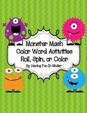 Monster Mash Color Word Activities - Roll,Spin, Flip