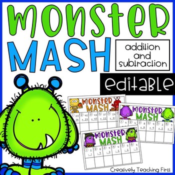 Preview of Halloween Math - Monster Mash Game EDITABLE
