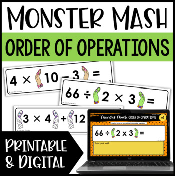 Preview of Order of Operations Math Activities | Monster Mash with Digital