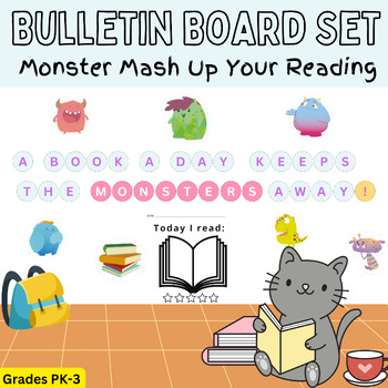 Preview of Monster Mash Up Your Reading! Spooky Fun Bulletin Board Set (Grades K-3)