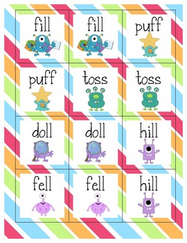 Monster Match: Bonus Letter Words (Words Ending in FF, LL, SS) | TpT