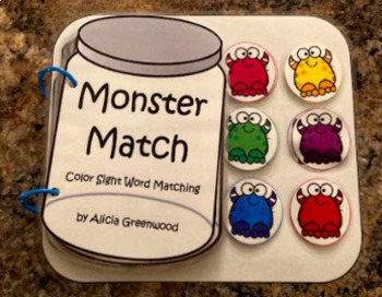 Preview of Monster Match - Color Sight Word Matching Adapted Book and Assessment