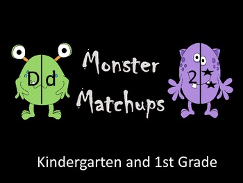 Preview of Monster Match-ups  (Matching upper to lower case letters and Numbers to sets)