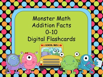 Preview of Monster Math Addition Digital Flashcards