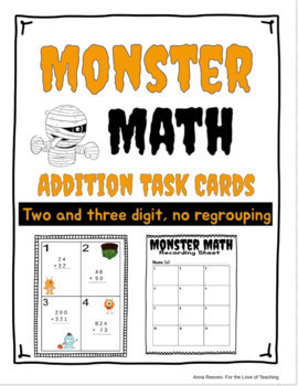 Preview of Monster Math Addition Task Cards