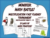 Monster Math Battle! - Multiplication tables 0-12 - fact fluency