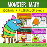 Monster Math Bundle Addition and Subtraction to 20 with picture