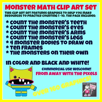 math monster clipart black&white