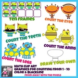 Monster Math Clip Art Count 1 - 10 Color and Blackline Cli