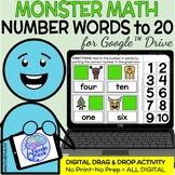 Monster Math Digital Drag and Drop Activity-Number Words t