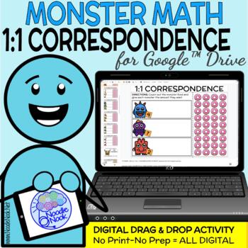 Preview of Monster Math Digital Drag and Drop Activity for 1:1 Correspondence