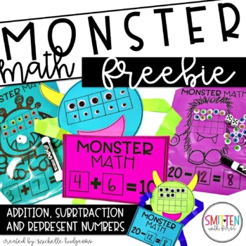 Preview of Monster Math FREEBIE, Numbers to 5 and 10, Addition and Subtraction to 10 and 20