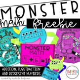 Monster Math FREEBIE, Numbers to 5 and 10, Addition and Su