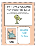 Monster Math Fact Family Kid Cards