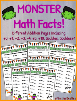Preview of Monster Math Facts! Addition Facts Variety