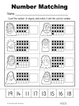 Monster Math Kindergarten Math Worksheets by Teaching with Ninjanuity