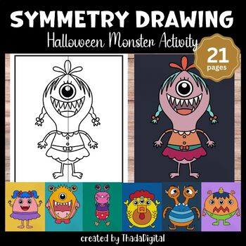 Preview of Monster Math: Lines of Symmetry Drawing - Fun Art Center