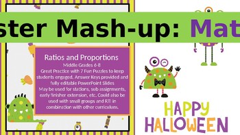 Preview of Monster Math Mash-up and Free Halloween theme digital papers & clipart