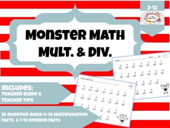 Preview of Monster Math- Multiplication & Division Fast Facts