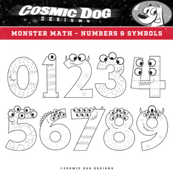 math monster clipart black&white