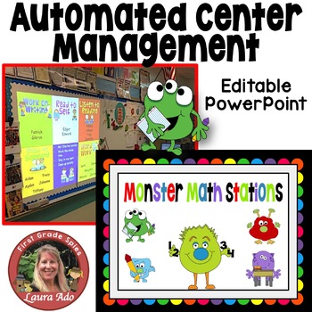 Preview of Monster Math Stations - automated powerpoint for station/center rotations