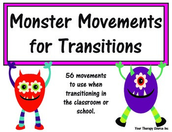 Preview of Monster Movement Transition Cards - Brain Breaks