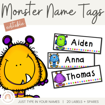 Monster Name Labels - Locker Tub Labels by Miss Jacobs' Little Learners