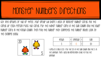 Preview of Monster Numbers Activity