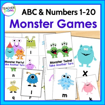 ABC ALPHABET and NUMBER GAME Monster Party by Teacher Features | TPT