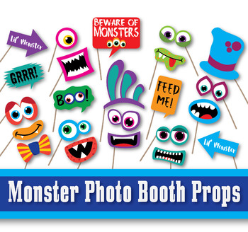 Preview of Monster Photo Booth Props and Decorations - Halloween Printable