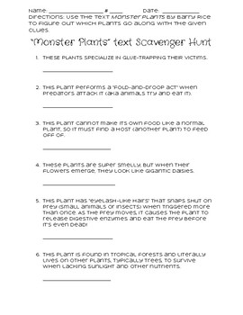 Preview of Monster Plant Scavenger Hunt