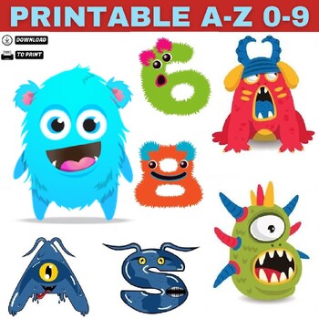 Preview of Monster Printable Letters and Numbers A-Z 0-9 3D