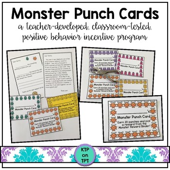 Preview of Monster Punch Cards (Positive Behavior Incentive Program)