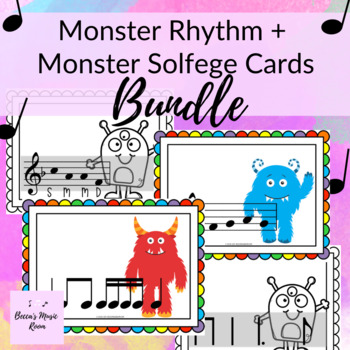 Preview of Monster Rhythm Cards + Monster Solfege Cards BUNDLE