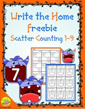 Preview of Monster Scatter Counting 1-9 Write the Home | Distance Learning