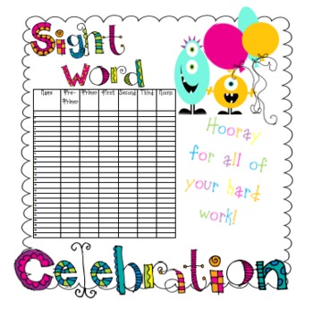 Preview of Monster Sight Word Celebration Poster