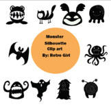 Monster Silhouette Clipart Set of 10