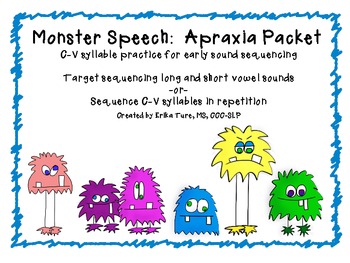 Preview of Monster Speech:  Apraxia Packet for Early Sound Sequencing