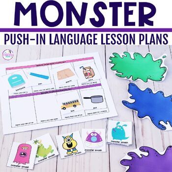 Preview of Monster Speech Therapy Push-In Language Lesson Plan Guides for Prek-2nd Grade